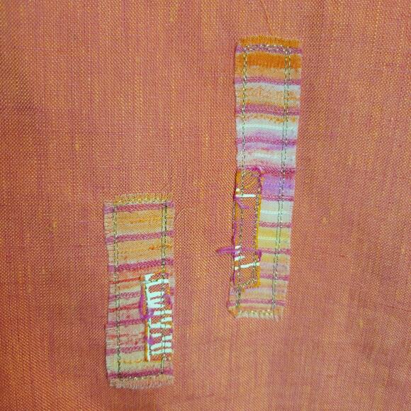 K.D. Spring 1 Button Linen Cardigan Blazer 3/4 Sleeve Orange Wearable Art Size L - Picture 6 of 10